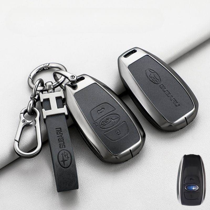Load image into Gallery viewer, Subaru Zinc Alloy + PU Leather Car Key Fob Protective Cover Case For Outback, Forester, Impreza, WRX, XV, Crosstrek, Legacy - Polar Tech Australia