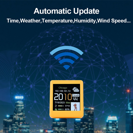 Smart Weather Station Clock WIFI Connected Weather Update Desktop Ornament - Polar Tech Australia