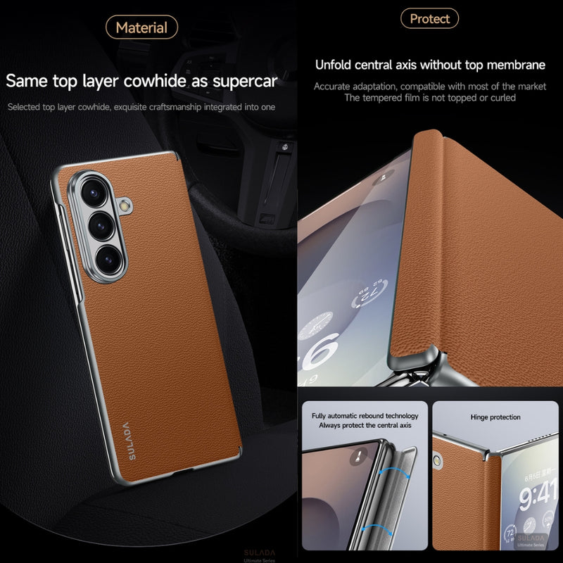Chargez l'image dans la visionneuse de la galerie, Samsung Galaxy Z Fold7 5G - SULADA Frameless Cowhide Leather PC Phone Case - Polar Tech Australia