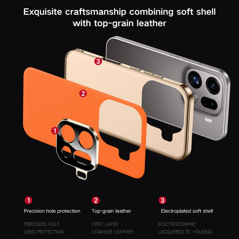 Load image into Gallery viewer, OPPO Find X9 - Electroplated Genuine Leather Pebbled Case