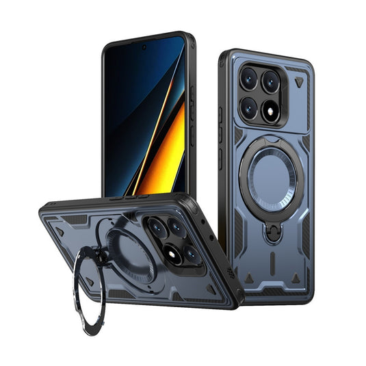 Xiaomi Poco X6 Pro - TPU+PC 2-in-1 Material Shockproof Protective Case with Metal Rotating Stand - Polar Tech Australia