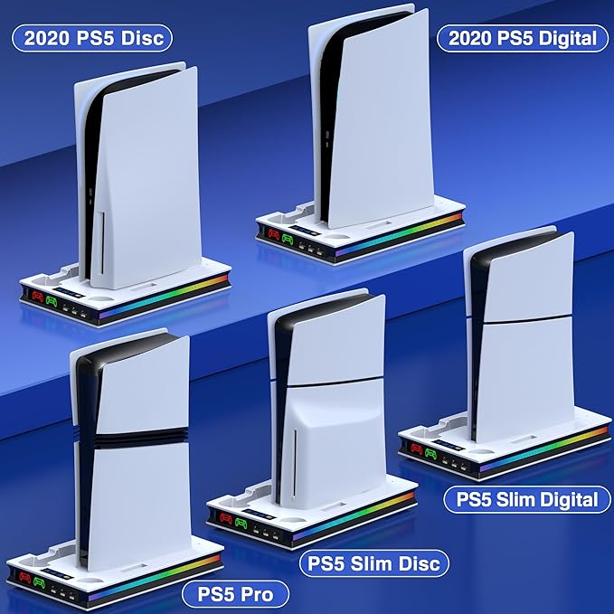 Chargez l'image dans la visionneuse de la galerie, SONY PlayStation PS5 Slim & PS5 Pro - All-in-one Multifunction Charging Stand with Cooling Fan & RBG Light Effect - Polar Tech Australia