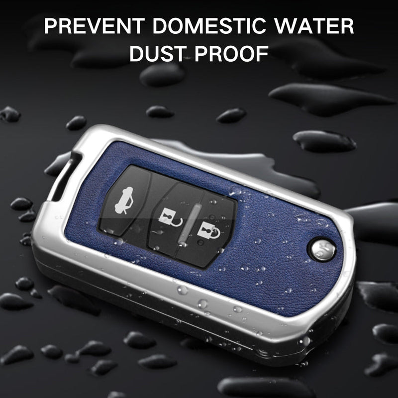 Load image into Gallery viewer, Mazda Zinc Alloy Leather Folding Car Key Fob Case Cover For Mazda 2, 3, 5, 6, CX-5, CX-7, CX-9, RX-8, MX-5 - Polar Tech Australia