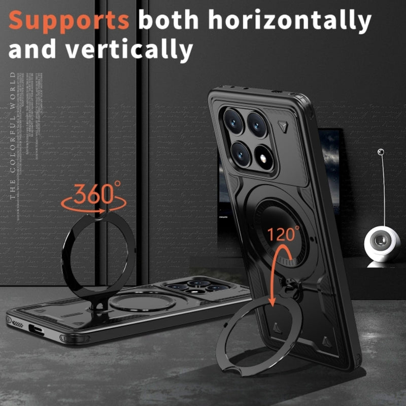 Chargez l'image dans la visionneuse de la galerie, Xiaomi Poco X6 Pro - TPU+PC 2-in-1 Material Shockproof Protective Case with Metal Rotating Stand - Polar Tech Australia