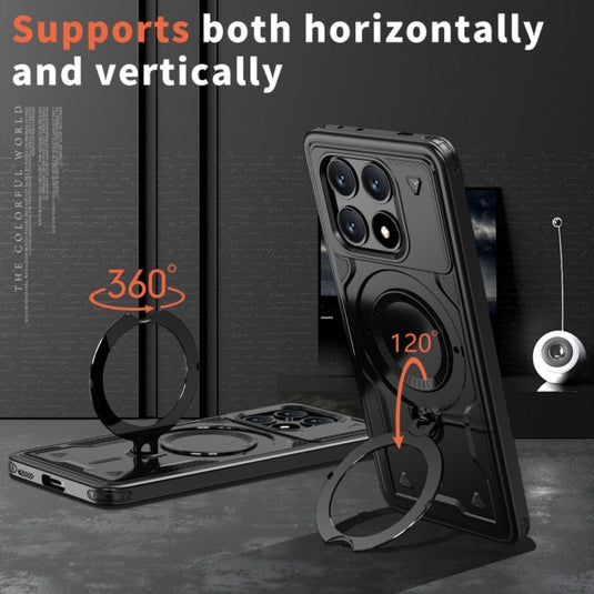 Xiaomi Poco X6 Pro - TPU+PC 2-in-1 Material Shockproof Protective Case with Metal Rotating Stand - Polar Tech Australia