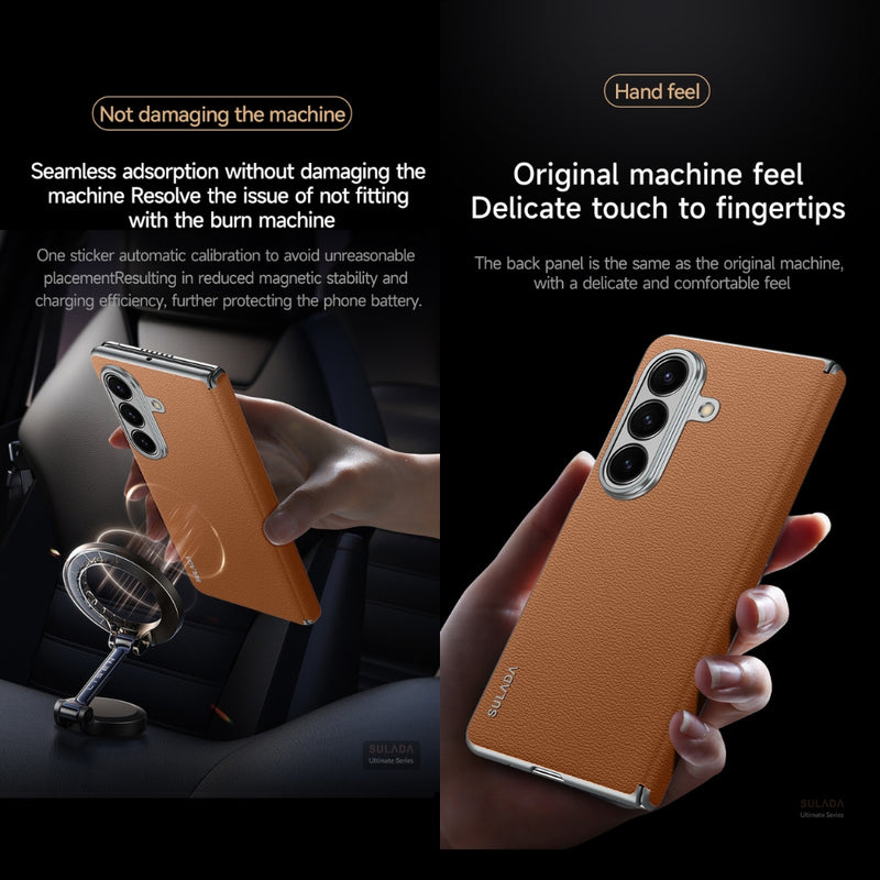 Chargez l'image dans la visionneuse de la galerie, Samsung Galaxy Z Fold7 5G - SULADA Frameless Cowhide Leather PC Phone Case - Polar Tech Australia