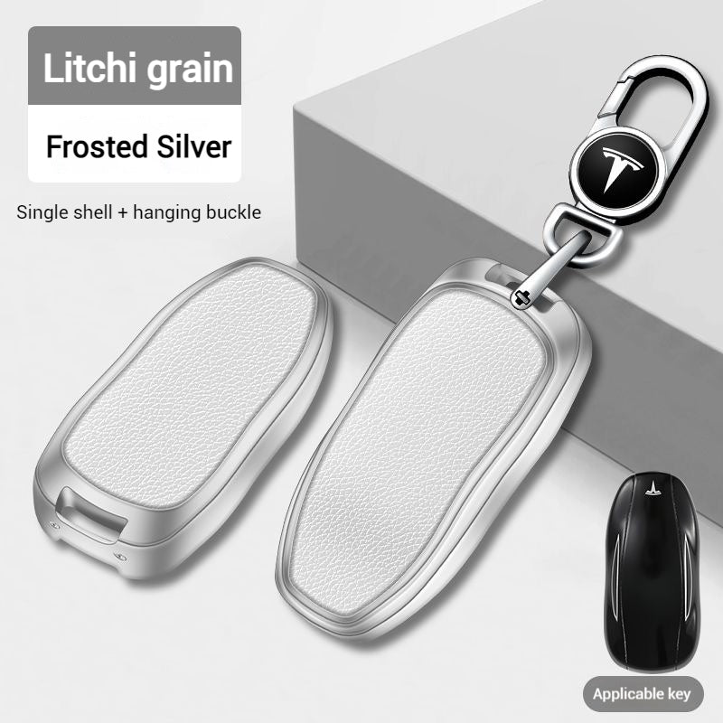 Load image into Gallery viewer, Tesla Metallic Finish + Lychee Pattern Car Key Fob Case for Model 3, Y, X, S - Polar Tech Australia