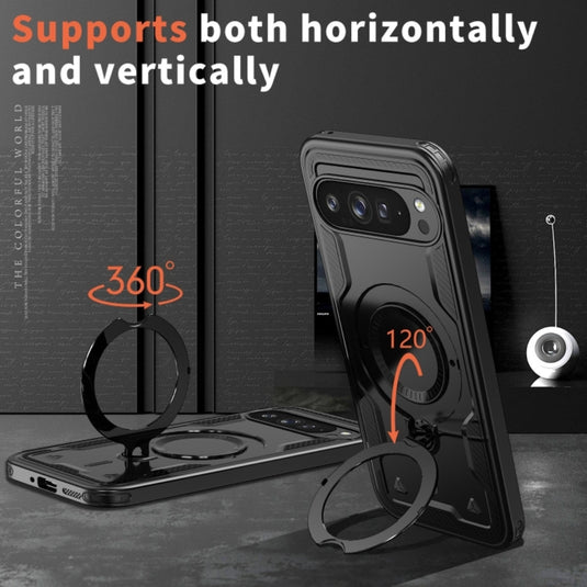 Google Pixel 10 Pro XL - TPU+PC 2-in-1 Material Shockproof Protective Case with Metal Rotating Stand - Polar Tech Australia