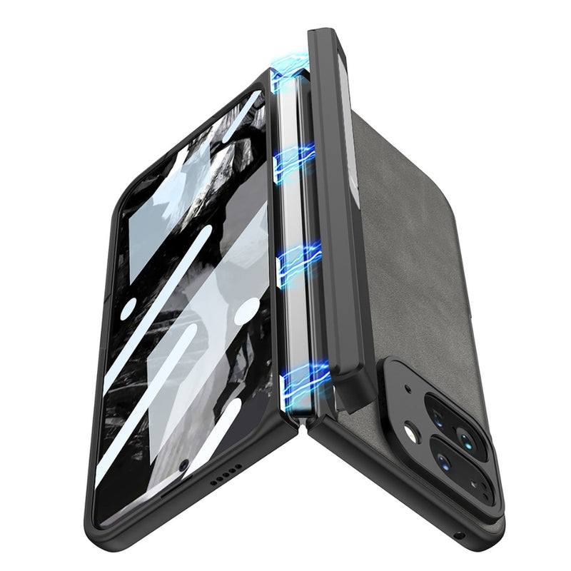 Load image into Gallery viewer, Google Pixel 9 Pro Fold - Integrated Frosted Fold Hinge Leather Phone Case - Polar Tech Australia