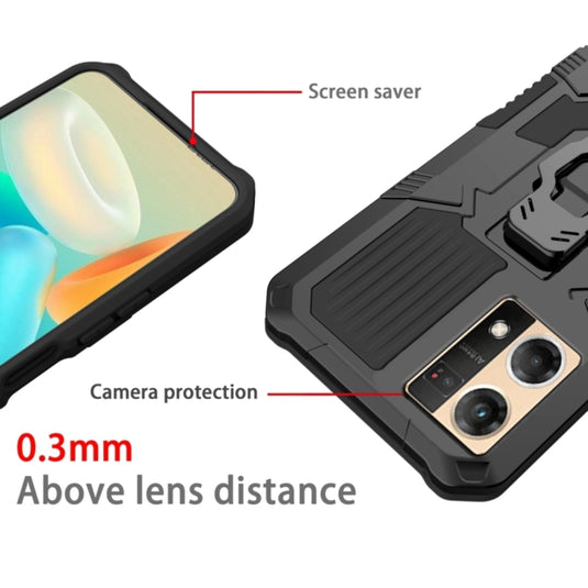 OPPO Reno7 4G (CPH2363) - Heavy Duty Dual Layer Armor Defender Silicone Kickstand Case - Polar Tech Australia