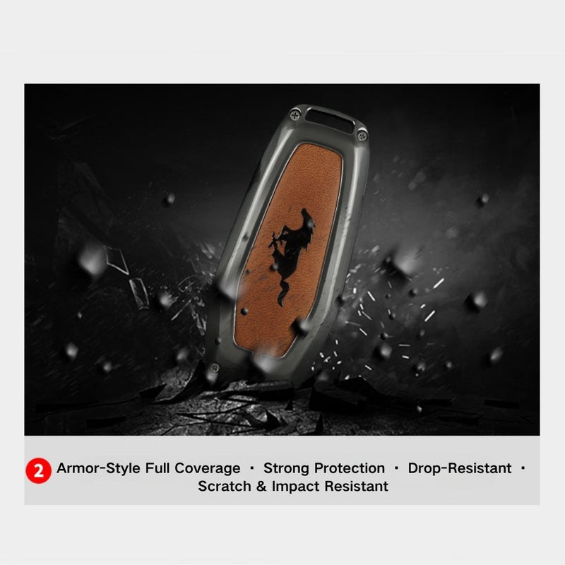 Load image into Gallery viewer, Ford Mustang Zinc Alloy Leather Car Key Fob Case Cover - Polar Tech Australia