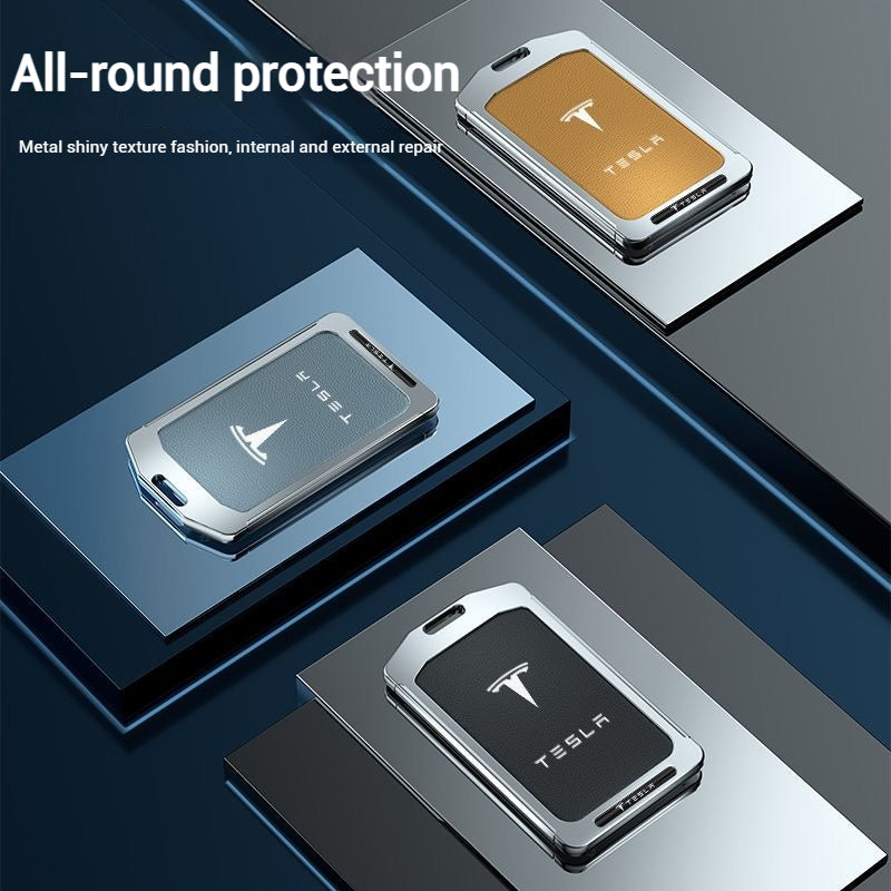 Load image into Gallery viewer, Tesla Alloy-Framed Leather Card Key Case for Model 3 & Model Y - Polar Tech Australia