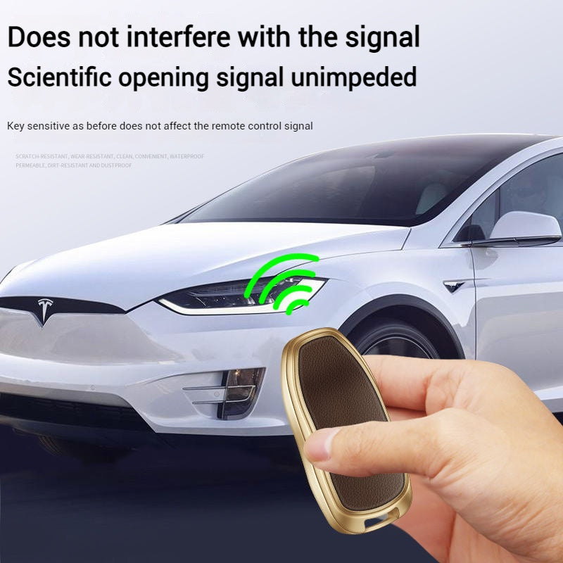 Load image into Gallery viewer, Tesla Metallic Finish + Lychee Pattern Car Key Fob Case for Model 3, Y, X, S - Polar Tech Australia