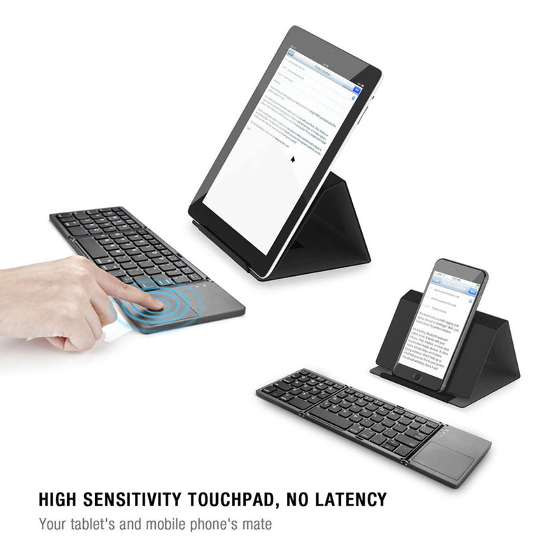 Chargez l'image dans la visionneuse de la galerie, Foldable Bluetooth Keyboard with Touchpad Portable Wireless Keyboard , Rechargeable Full Size Ultra Slim Pocket Folding Keyboard for Android Windows iOS Tablet And Mobile Phone - Polar Tech Australia