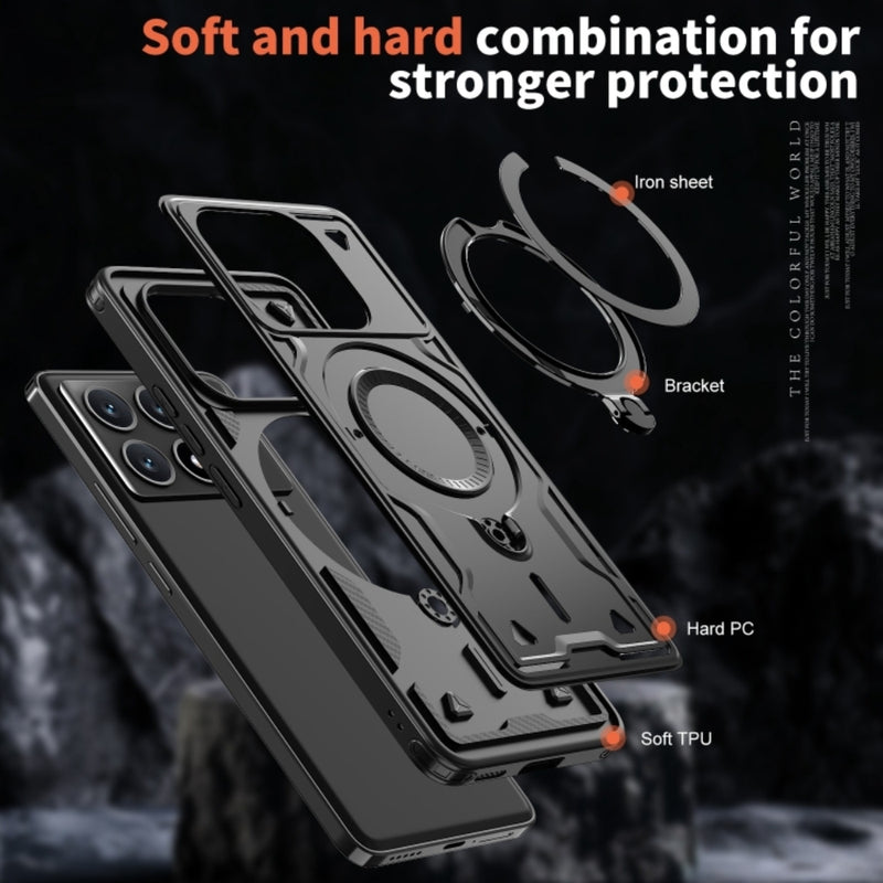 Chargez l'image dans la visionneuse de la galerie, Xiaomi Poco X6 Pro - TPU+PC 2-in-1 Material Shockproof Protective Case with Metal Rotating Stand - Polar Tech Australia