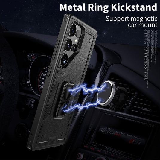 Samsung Galaxy S21 5G (SM-G991) - TPU+PC 2-in-1 Material Shockproof Protective Case with Metal Rotating Stand - Polar Tech Australia