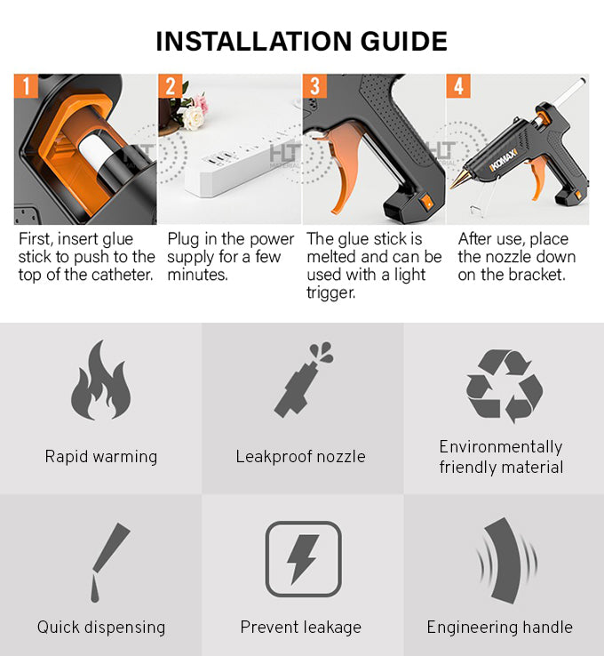 Load image into Gallery viewer, Komax 5 Adjustable Temperature 60W-180W Portable Large DIY Glue Gun + 30 x 11mm Glue Stickers - Polar Tech Australia