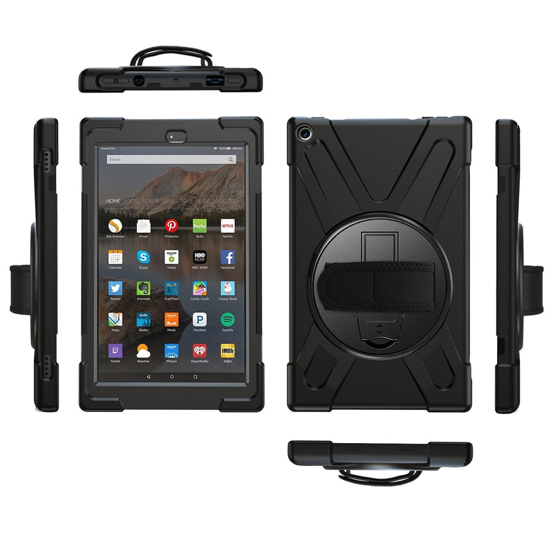 Load image into Gallery viewer, Amazon Kindle Fire 8 2017 & 2018 Heavy Duty 360 Degree Rotate Stand Hand Strap Case - Polar Tech Australia