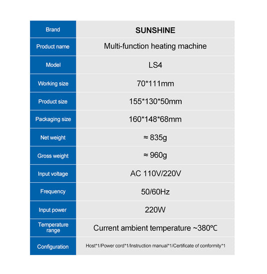 SUNSHINE LS4 Multi-Function Heating Machine - Polar Tech Australia