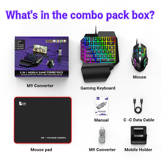Universal For Android / IOS Mobile Phone Apple iPhone Game Tablet iPad - M9 Keyboard Mouse Adapter Converter - Polar Tech Australia
