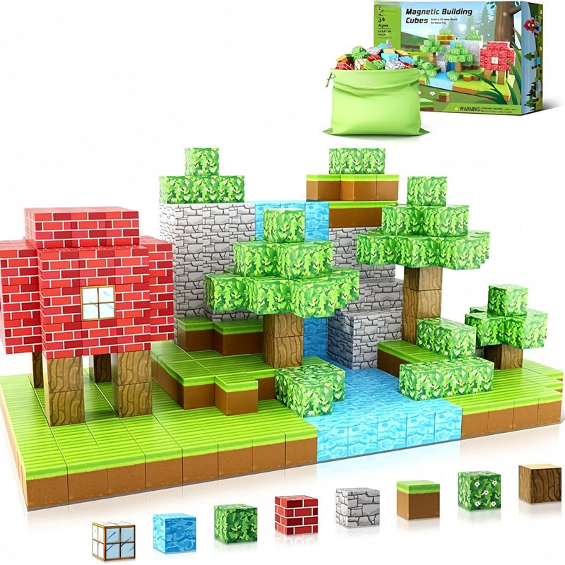 Cargue la imagen en el visor de la galería, Minecraft Magnetic Blocks Magnetic Building Toy - Original Forest Set - Polar Tech Australia