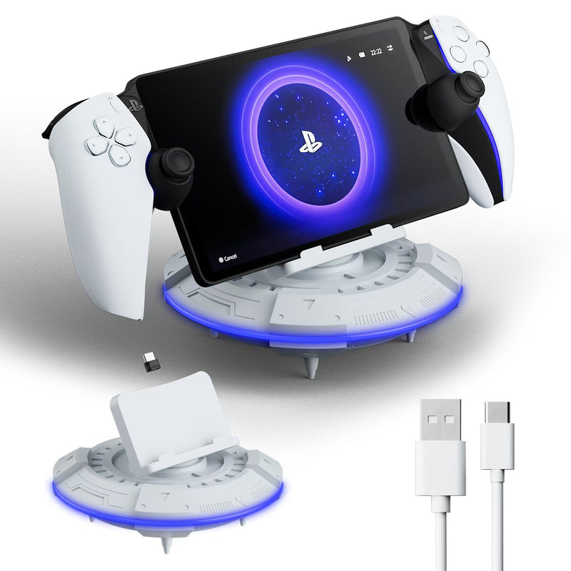 Cargue la imagen en el visor de la galería, PS5 Portal Streaming Handheld Charging Dock - Spaceship Design with Vibrant RGB Lights - Polar Tech Australia