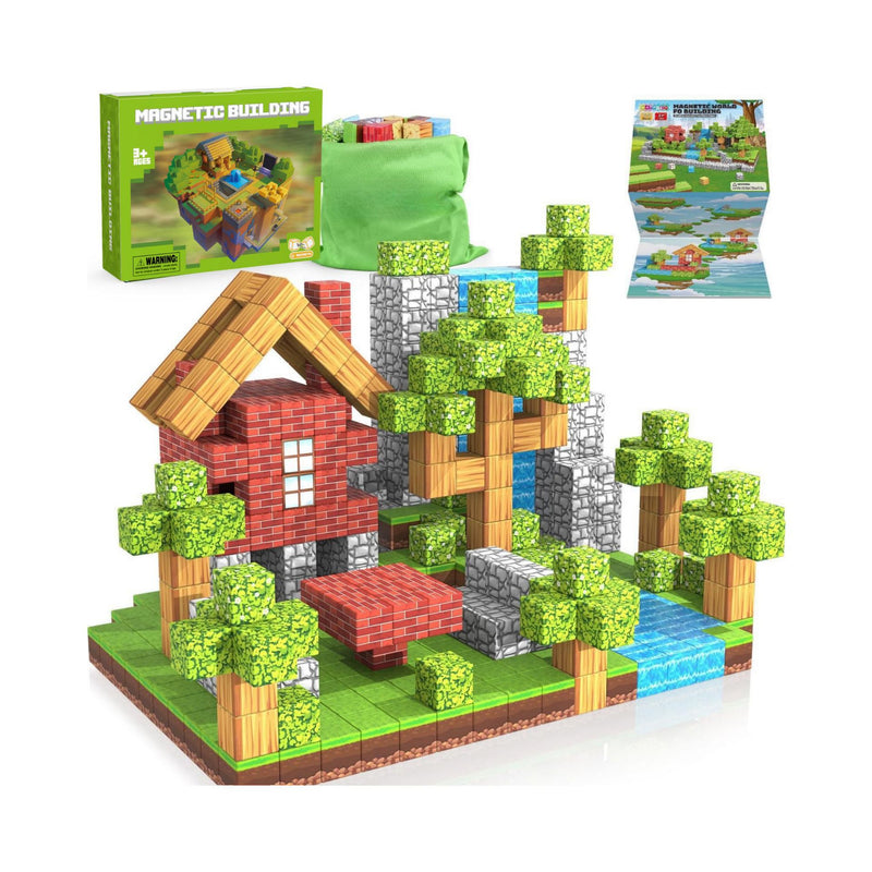 Cargue la imagen en el visor de la galería, Minecraft Magnetic Blocks Magnetic Building Toy - Original Forest Set - Polar Tech Australia