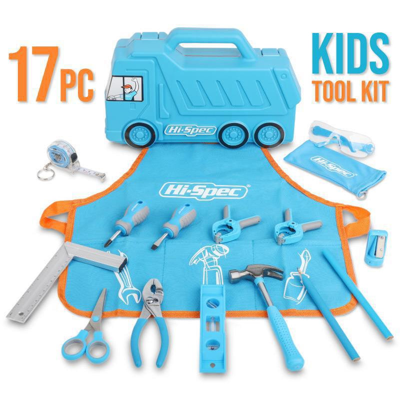 Cargue la imagen en el visor de la galería, 17 in 1 Hi-Spec Kid's Blue Tool Kit Set with DIY Hand Kid friendly Tool Set Kit Truck Case - Polar Tech Australia