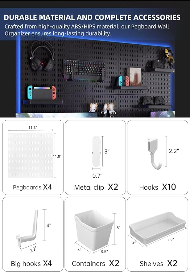 Chargez l'image dans la visionneuse de la galerie, Revamp Your Space With A Versatile Pegboard Kit - Effortlessly Organize Home, Office, And Gaming Setup With Customizable Hanging Solutions