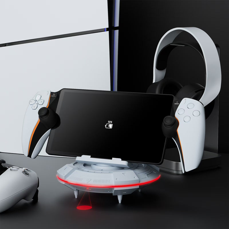Cargue la imagen en el visor de la galería, PS5 Portal Streaming Handheld Charging Dock - Spaceship Design with Vibrant RGB Lights - Polar Tech Australia