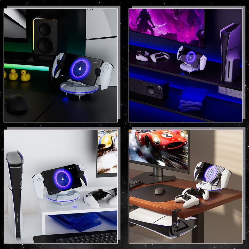 Cargue la imagen en el visor de la galería, PS5 Portal Streaming Handheld Charging Dock - Spaceship Design with Vibrant RGB Lights - Polar Tech Australia