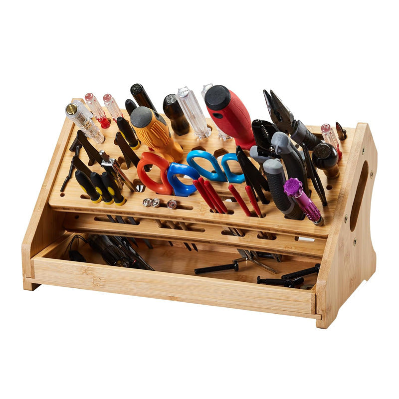 Cargue la imagen en el visor de la galería, Wooden Repair Tool Organizer Rack - Multi-Function Screwdriver Holder, Scissors & Tool Storage Organizer - Polar Tech Australia