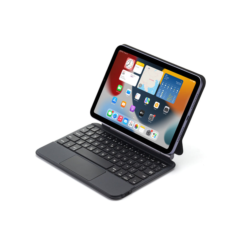 Cargue la imagen en el visor de la galería, KIBO Apple iPad Mini 8.3'' 6/7th Gen (2021/2024) - Easy-Set Floating Cantilever Stand Precision Multi-Touch Trackpad Smart Wireless Keyboard Case With Backlit Keys