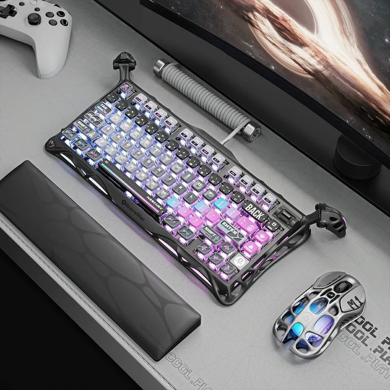 Cargue la imagen en el visor de la galería, Gravastar Mercury K1 Pro 75% Wireless Mechanical Gaming Keyboard Aluminum Alloy Material With RGB Lighting