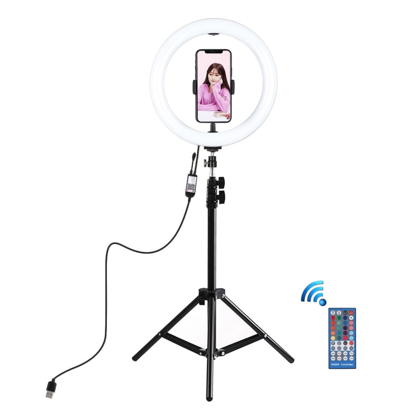 Load image into Gallery viewer, RGBW Ring Light with Remote Control + 1.1m Tripod Stand Live Streaming Kit - Polar Tech Australia