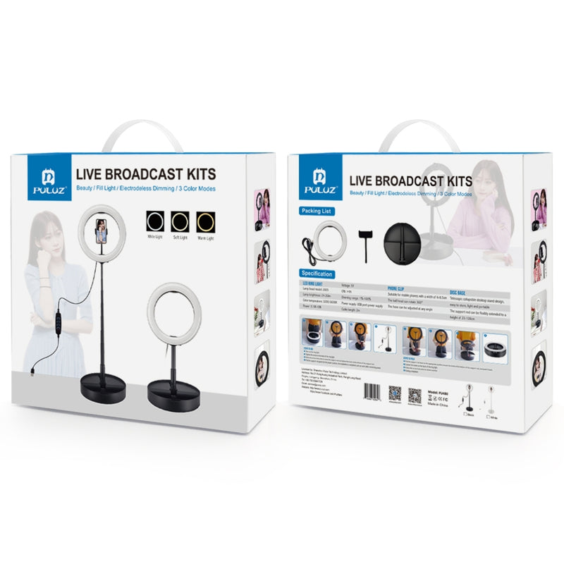 Load image into Gallery viewer, 10.2" (26cm) USB LED Ring Light – 3 Lighting Modes, Dimmable Dual-Colour Temperature with Folding Desktop Stand & Phone Holder - Polar Tech Australia