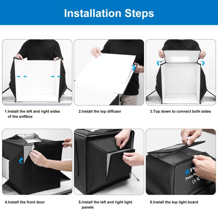 Cargue la imagen en el visor de la galería, PULUZ 40cm Folding 72W LED Studio Light Tent Kit – with 4 Backdrops - Polar Tech Australia