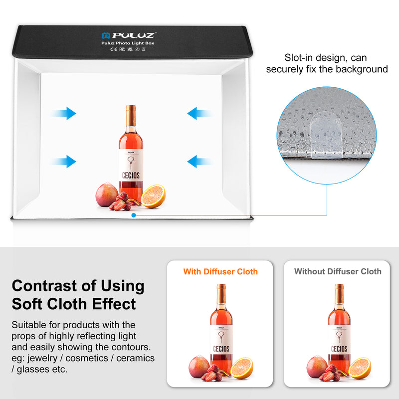 Load image into Gallery viewer, PULUZ Photo Studio Light Box – Portable 60 × 40cm Cuboid Photography Tent Kit with 4 Backdrops - Polar Tech Australia