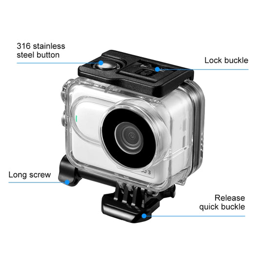 Insta360 GO 3 / GO 3SPULUZ 60m Underwater Waterproof Housing Case with Base Adapter & Screw (Transparent - Polar Tech Australia