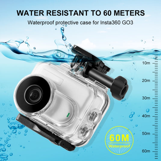 Insta360 GO 3 / GO 3SPULUZ 60m Underwater Waterproof Housing Case with Base Adapter & Screw (Transparent - Polar Tech Australia