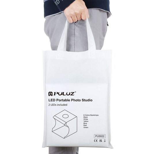 PULUZ 20cm Portable LED Lightbox Studio Kit – Includes 2 LED Panels & 6 Colour Backdrops - Polar Tech Australia