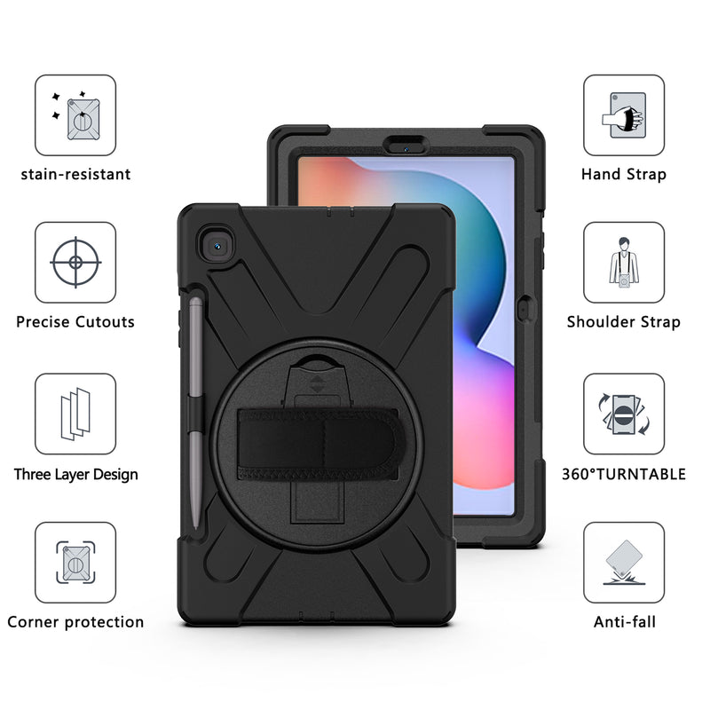 Chargez l'image dans la visionneuse de la galerie, Samsung Galaxy Tab S6 Lite 10.4 2020 (P610/P613/P615/P619) Heavy Duty 360 Degree Rotate Stand Hand Strap Case - Polar Tech Australia