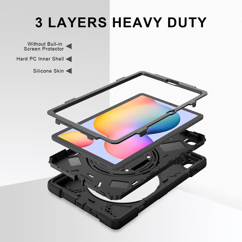Chargez l'image dans la visionneuse de la galerie, Samsung Galaxy Tab S6 Lite 10.4 2020 (P610/P613/P615/P619) Heavy Duty 360 Degree Rotate Stand Hand Strap Case - Polar Tech Australia