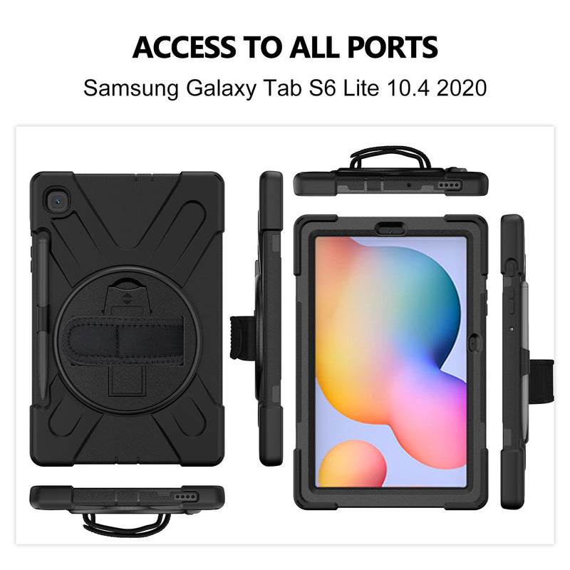 Chargez l'image dans la visionneuse de la galerie, Samsung Galaxy Tab S6 Lite 10.4 2020 (P610/P613/P615/P619) Heavy Duty 360 Degree Rotate Stand Hand Strap Case - Polar Tech Australia