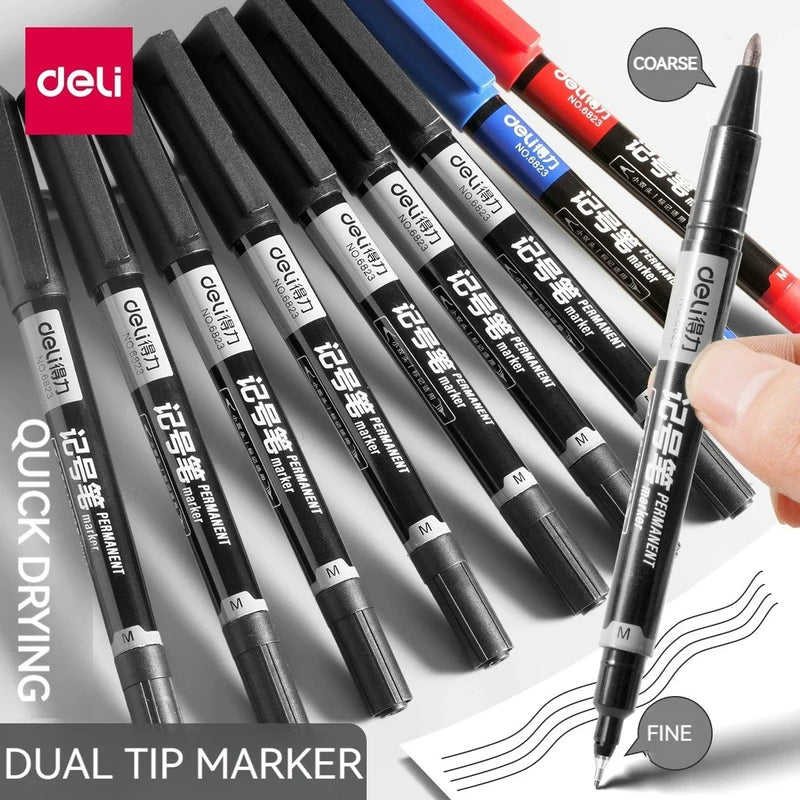 Cargue la imagen en el visor de la galería, Deli 6823 - Dual Tip Head Smooth Permanent Marking Pen - Polar Tech Australia