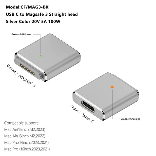 MacBook Magnetic Charging Adapter PD100W MagSafe 3 to Type-C Female - Polar Tech Australia