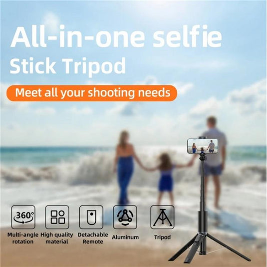 JMARY KT-259 360 Degree Rotating Phone Clip Retractable Selfie Stick Tripod - Polar Tech Australia