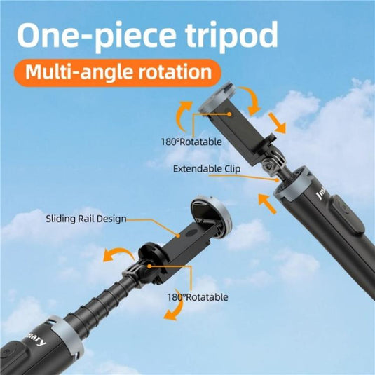 JMARY KT-259 360 Degree Rotating Phone Clip Retractable Selfie Stick Tripod - Polar Tech Australia