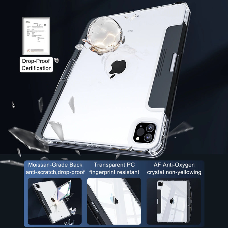 Cargue la imagen en el visor de la galería, Apple iPad Pro 3/4/5/6 12.9" & Air 6 13” -180 Degree Rotation Magic Cyberpunk Style Transparent Keyboard Case - Polar Tech Australia