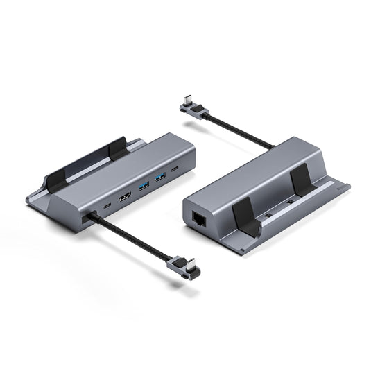 For Steam Deck HDMI+RJ45+2 USB 3.0 +USB-C/Type-C 3.0+USB-C PD 100W 6-In-1 Base Docking Station Bracket - Polar Tech Australia